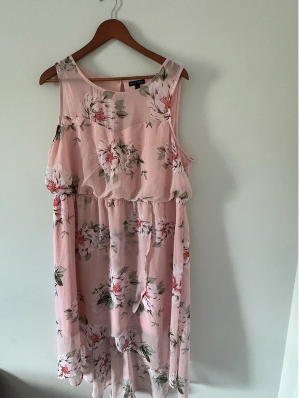 As U Wish Pink Floral Sleeveless Dress 1X